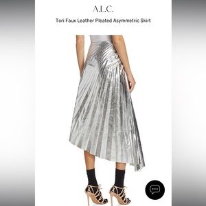 A.L.C. Tori Faux Leather Pleated Asymmetric Skirt